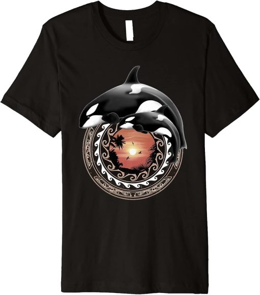 Cute Orca Whales Samoa Polynesia Style Orcas Premium T-Shirt