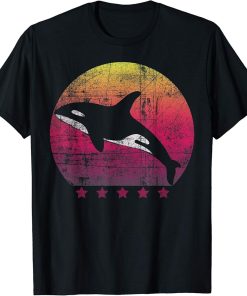 Sunset Retro Vintage Jumping Orca Killer Whale T-Shirt