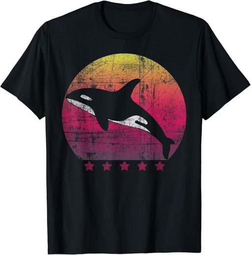 Sunset Retro Vintage Jumping Orca Killer Whale T-Shirt