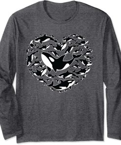 Love Orca Whale Sea Panda in Heart Shapes Long Sleeve T-Shirt